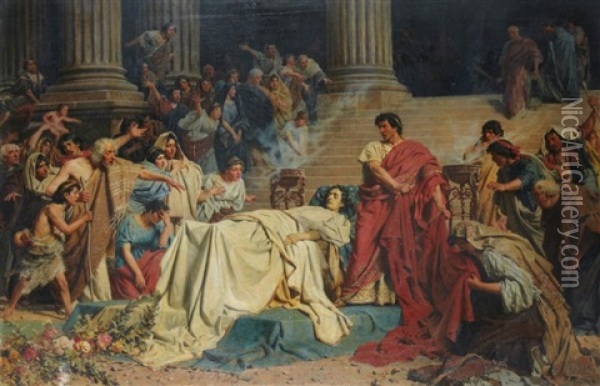 Les Funerailles De Jules Cesar Oil Painting - Karl Theodor von Piloty