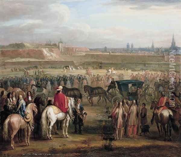 The Surrender of Cambrai 1677 Oil Painting - Adam Frans van der Meulen