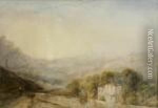 Italian Mountain Landscape Oil Painting - James Baker Pyne