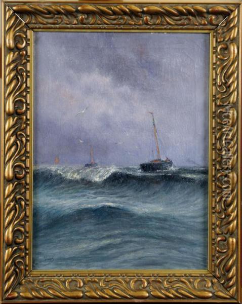 Marine Par Gros Temps Oil Painting - Romain Steppe