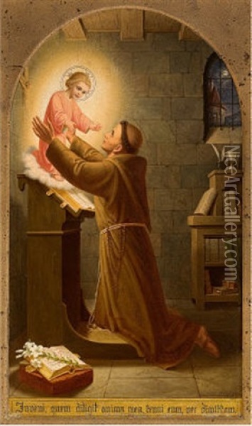 Das Christuskind Erscheint Dem Hl. Franziskus Oil Painting - Baronin Anna Maria Freiin von Oer