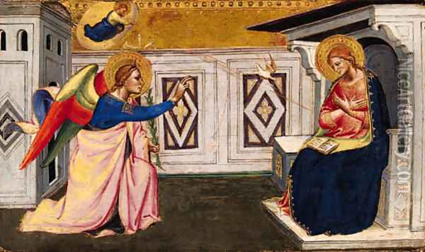 The Annunciation a panel from a predella Oil Painting - Niccolo di Pietro Gerini