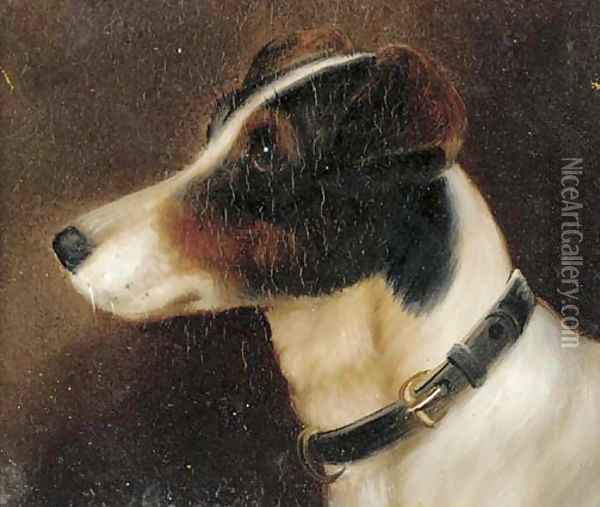 The head of a terrier Oil Painting - English School