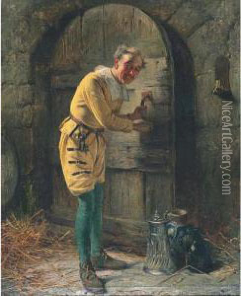 The Cellar Man Oil Painting - Edward Charles Barnes