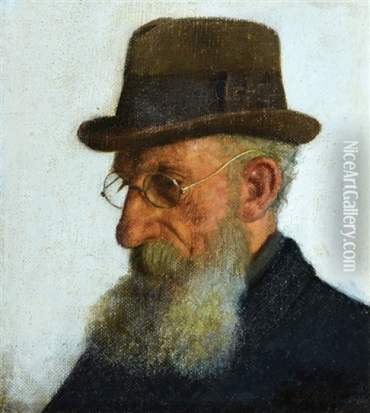 Bearded Figure Oil Painting - Lazar Krestin