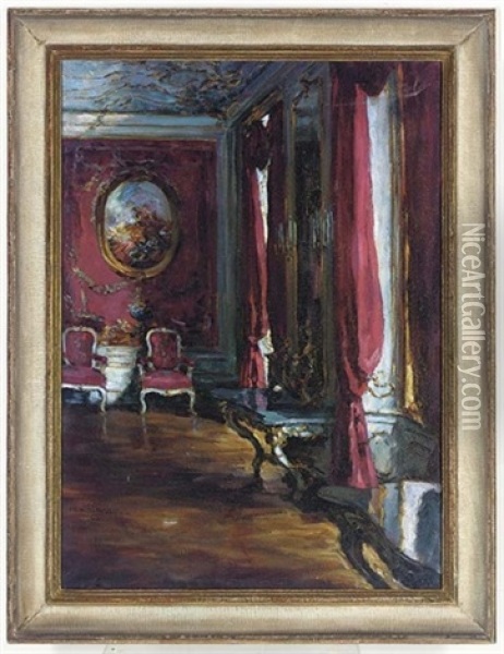 In The Drawing Room Oil Painting - Leo Perlberger