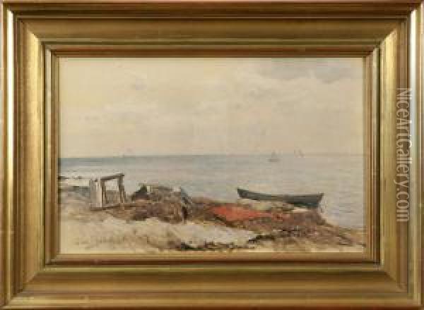 Kustmotiv Fran Skane, Signerad Gust. Rydberg, Utford 1905 Oil Painting - Gustaf Rydberg