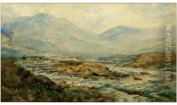 Brioko On The Owenmore River, County Mayo. Oil Painting - Alexander Williams