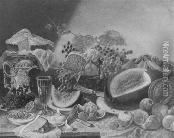 Still Life With Fruit Oil Painting - Edward Ashton Goodes
