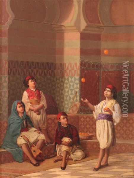 Entre Garconnets (algiers)/ Between Boys (algiers) Oil Painting - Jan Baptist Huysmans