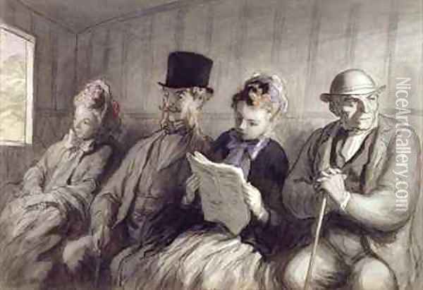 The First Class Carriage Oil Painting - Honore Daumier