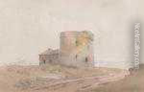 A Martello Tower On The South Coast Oil Painting - John Varley