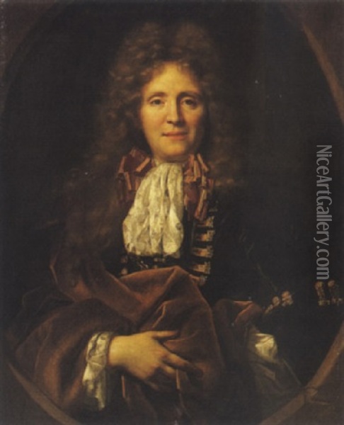 Portrait D'un Gentilhomme A La Lavalliere Brodee, Comte De La Chatre Oil Painting - Nicolas de Largilliere