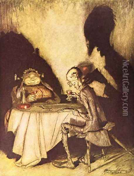 Mother Goose: Jack Sprat and His Wife Oil Painting - Arthur Rackham