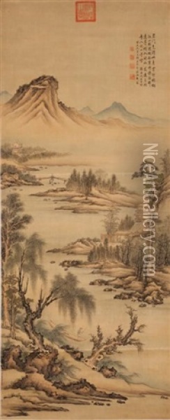 Attributed To Peng Qifeng (1701-1784) - Ink And Color On Silk Oil Painting -  Peng Qifeng
