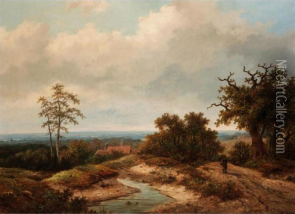 Dutch Landscape Oil Painting - Hendrik Pieter Koekkoek