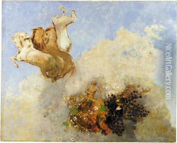 Quadrige (le Char D'apollon) Oil Painting - Odilon Redon