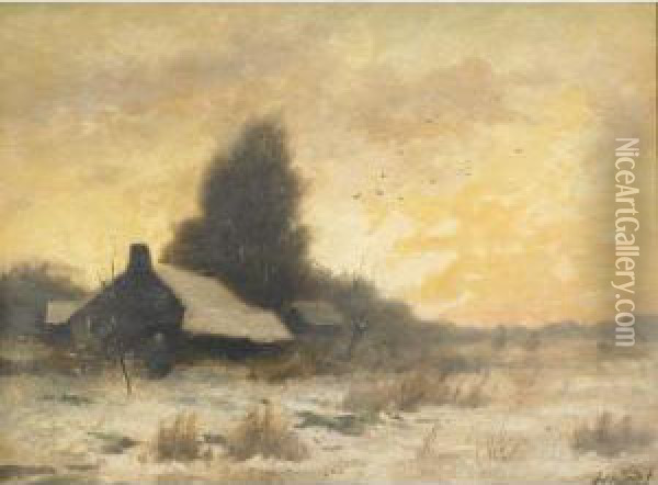 Dutch Farm And Figures On A Winter