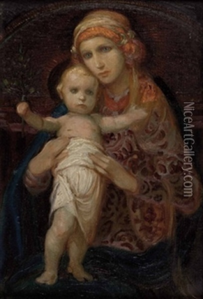 Heilige Maria Mit Kind Oil Painting - Emanuel Raffeiner