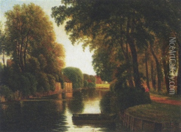Kanalparti Fra Frederiksvaerk Oil Painting - Thorald Brendstrup