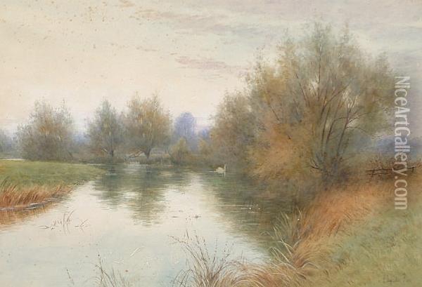 The River Oil Painting - Alfred Ashdown Box