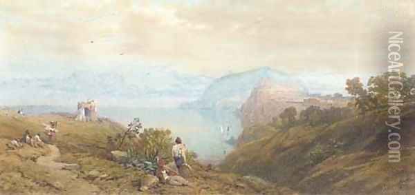 Peasants on the coast before the Island of Ithaca Oil Painting - Thomas Miles Richardson, Jnr.