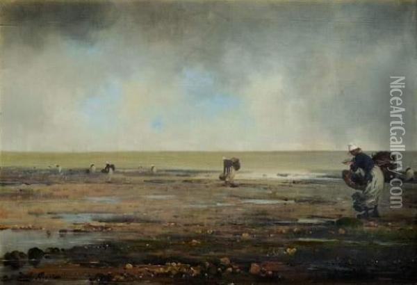 Les Pecheuses De Moules Oil Painting - Georges Binet