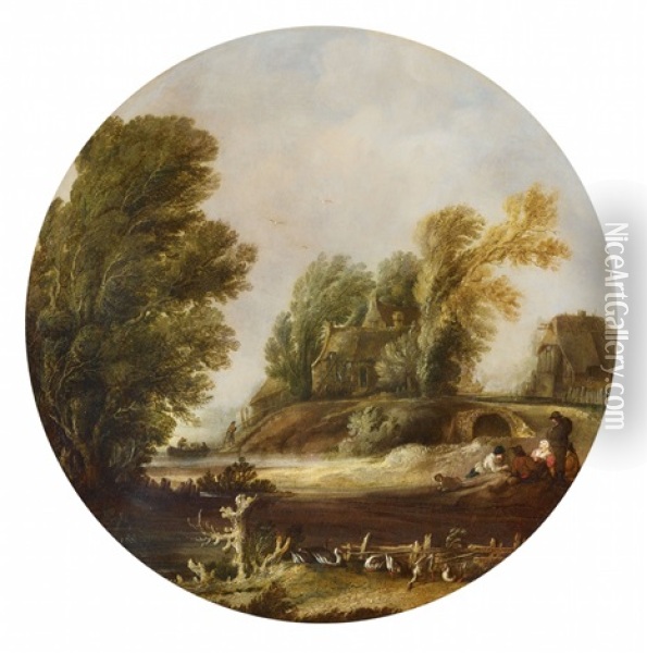Forest Landscape With Travellers Oil Painting - Aert van der Neer