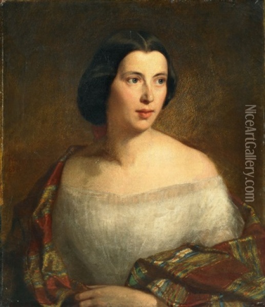 Portrat Einer Jungen Dame Oil Painting - Wilhelm August Lebrecht Amberg