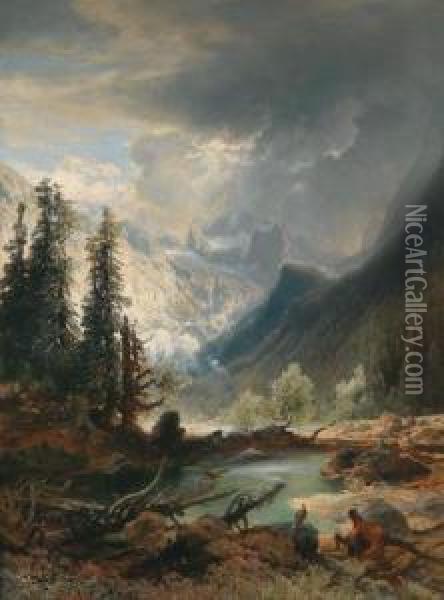 Near Gumpen In The Gosau Oil Painting - August Schaeffer von Wienwald