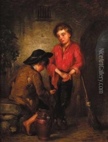 A Small Wager Oil Painting - Richard Stanton Cahill