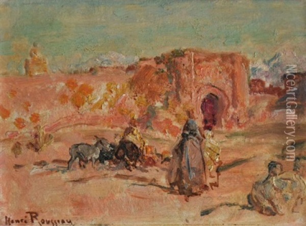 Caravane A La Porte De Marrakesh Oil Painting - Henri Emilien Rousseau