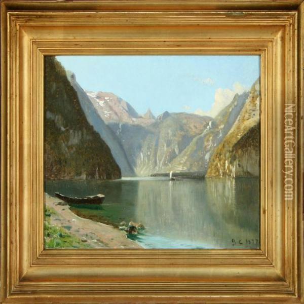 View Fromkonigsee At Bayern Oil Painting - Godfred B.W. Christensen