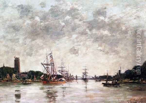 Dordrecht, Le Meuse, View of Swandrecht Oil Painting - Eugene Boudin