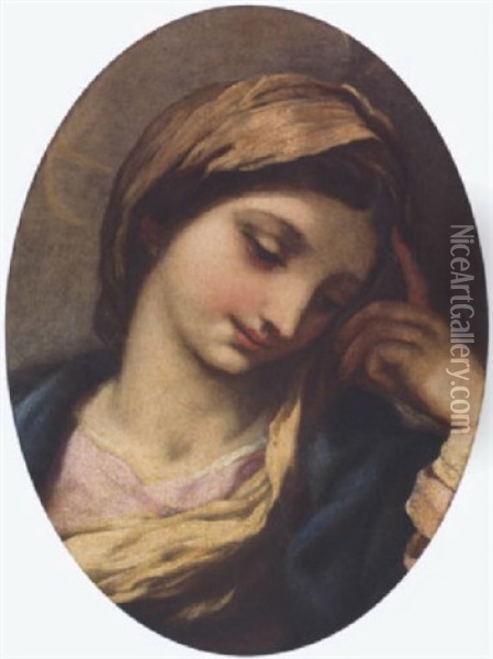 Head Of The Madonna Oil Painting - Pietro da Cortona