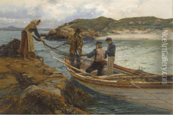 Clearing The Nets Oil Painting - William H. Bartlett