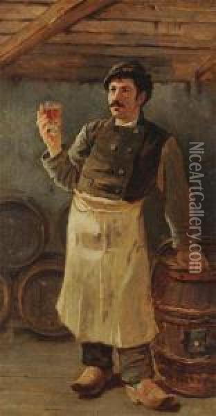 The Wine-taster Oil Painting - Emile Meyer