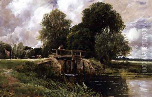 Passing through a Lock, 1891 Oil Painting - Edmund Morison Wimperis