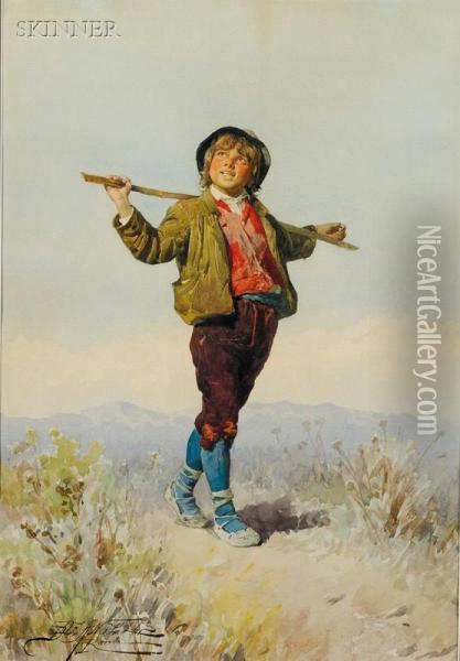 Boy In The Countryside Oil Painting - Domenico De Angelis