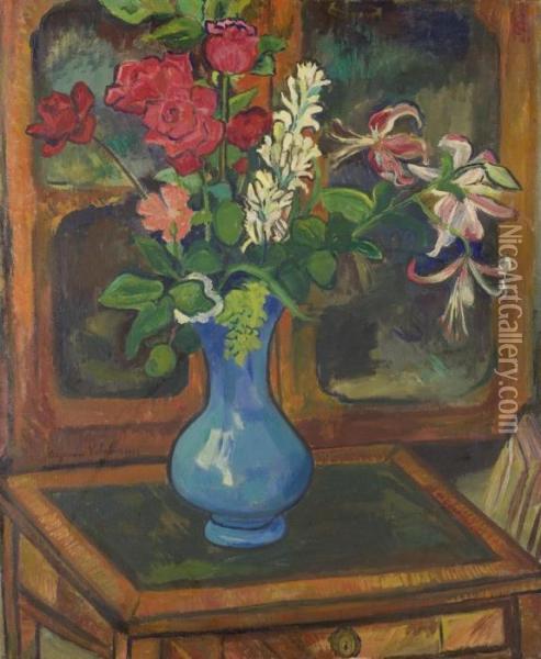Bouquet De Fleurs Sur Une Petite Table Oil Painting - Suzanne Valadon