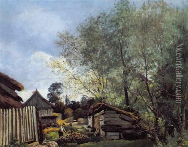 Bauernhof Holzhacker Oil Painting - Adolf Heinrich Lier