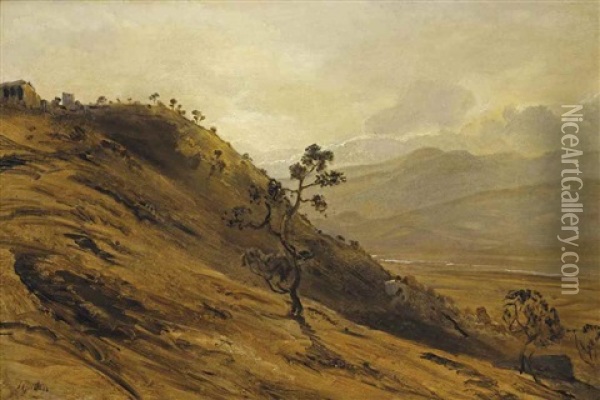 A Ruin In A Mountainous Landscape Oil Painting - Baron Jean Antoine Theodore Gudin