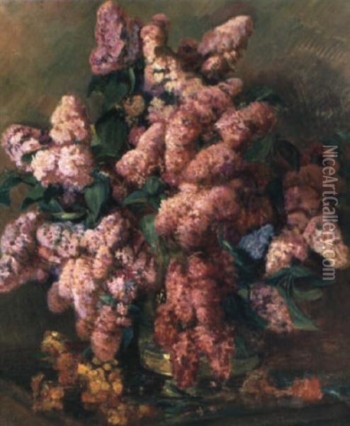 Still Life With Lilacs In A Bowl Oil Painting - Eugene Claude