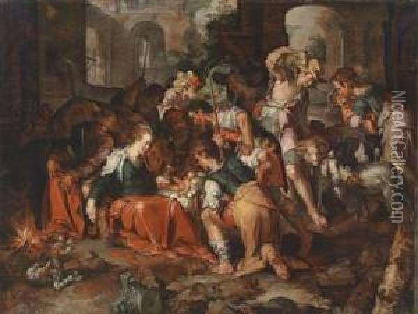 The Adoration Of The Shepherds Oil Painting - Joachim Wtewael (Uytewael)
