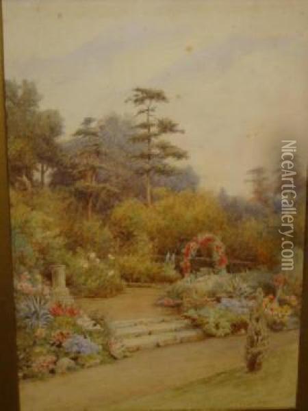 A Summer Garden Oil Painting - Thomas Nicholson Tyndale