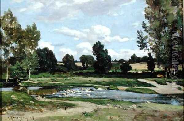 The River Oil Painting - Henri-Joseph Harpignies