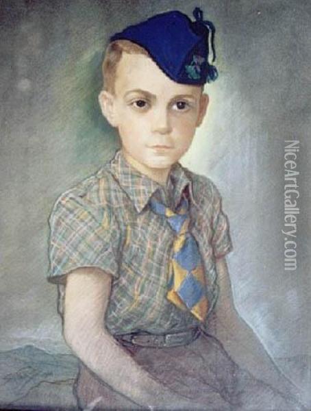 Portret Chlopca (1941) Oil Painting - Stanislaw Frasiak