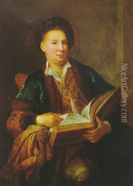 Bildnis Eines In Einem Buch Lesenden Herrn Oil Painting - Johann (Jan) Kupetzki