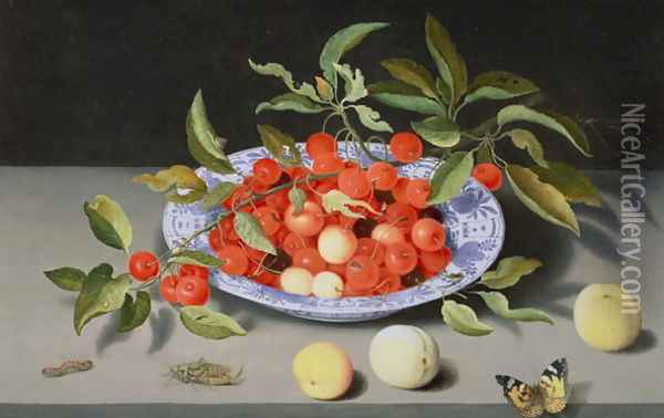 Still Life of Cherries and Peaches Oil Painting - Balthasar Van Der Ast