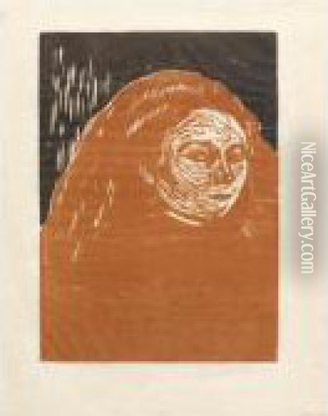 Woman's Head (woll 153; Schiefler 130) Oil Painting - Edvard Munch